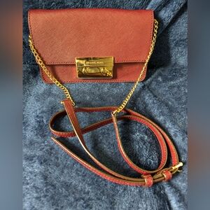 Michael Michael Kors Sloan Chain Crossbody  Bag, Burgundy, EUC,  8x5x1"